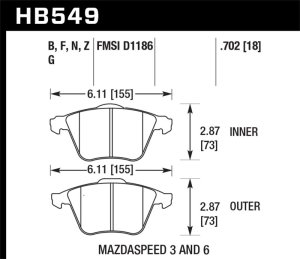 Mazda 3 Mazdaspeed Brake Pads - Front - Hawk Performance - HPS 5.0 - `07-`13